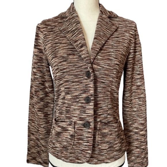 Magaschoni 100% Silk Heavyweight Knit Blazer in Space Dye Neutral Size XL - Picture 1 of 9
